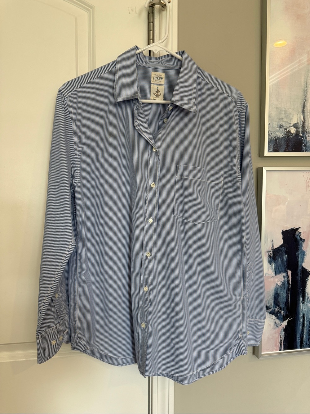 J. Crew Women’s Oversized Blue Pinstripe Button Up